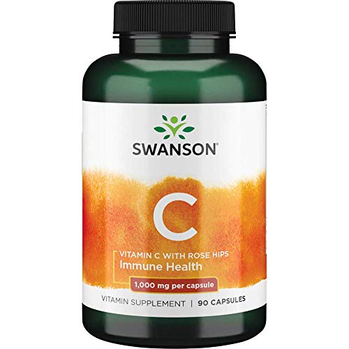 Swanson Vitamin C with Rose Hips Immune System Support Skin Cardiovascular Health Antioxidant Supplement 1000 mg 90 Capsules (Caps)
