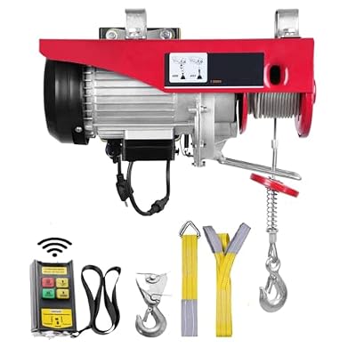 Electric Hoist with Wireless Remote Control,110v Electric Hoist Winch with Remote Control, 40ft/20ft Lifting Height & Pure Copper Motor, for Warehouse Garage Factory (440lbs)