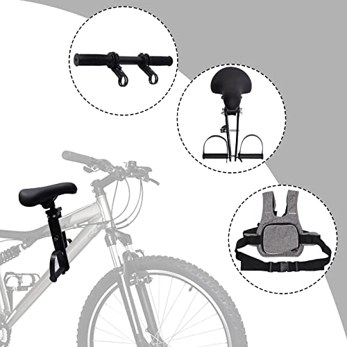 Futchoy Child Bike Seat And Handlebar, Front Mount Kid Bicycle Seat With Support Frame, Kid's Pedal, Adjustable, Portable, Tool-Free, Quick-Release, Fits Mountain Bikes, Women's Bikes (Black) #TOP1