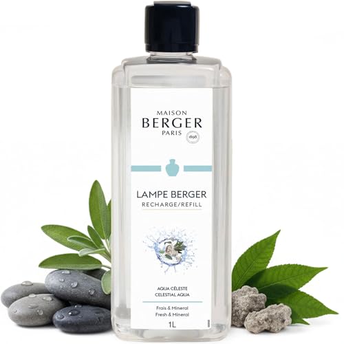 Maison Berger – Recarga Lampe Berger Aqua Céleste 1 Litro – Notas marinas y salvia – Fragancia Acuático fresco – Fabricado en Francia