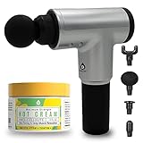 Pursonic Deep Tissue Professional Massage Gun & 4oz Anti Cellulite & Muscle Relaxation Hot Cream. 6 Speed Muscle Massager for Muscle Neck Back Shoulder,Improves Skin Texture & Tightness
