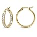 Hoops & Loops Gold Flash Sterling Silver Cubic Zirconia Inside Out Channel-Set 20mm Round Hoop Earrings