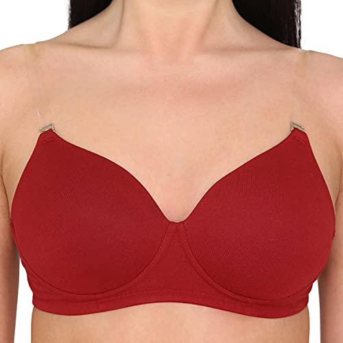 Image of Zivame Beautiful Basics Padded Non Wired 3 /4th Coverage Backless Bra for Women - Sundried Tomato