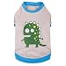 Blueberry Pet Alien the Dinosaur Cotton Dog Shirt in Grey, Back Length 16", Pack of 1 Clothes for Dogs
