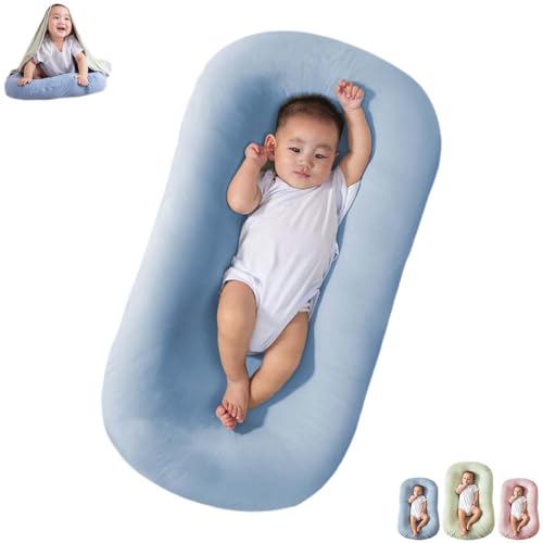 Image of Saanerueen Baby Lounger, Baby Lounger Pillow for Newborn, Infant Lounger for Baby Rest and Activity (Blue)