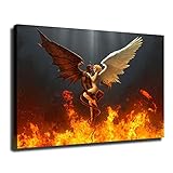 Leotear Art Devil and Angel Love Black White Feather Angel Wings Canvas Painting Wall Art HD Print Poster on Pictures Home Decor (Unframed,16x24 inch)