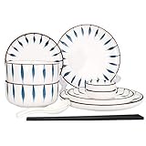 ✅ CSYY Tafelservice: 12-teilig, für 2 Personen,enthält jeweils 2 Stück. 15.5cm große Schalen, 20cm große Salatteller, 25cm Große Essteller, 9cm Dipschalen, Essstäbchen, Suppenlöffel.