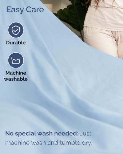 Image of Extra Deep Flex Top Split Head King Sheet Set - 6 Piece Breathable and Cooling Sheets - Hotel Luxury Bedding for Women, Men, Kids & Teens - Easy Secure Fit - Extra Deep Pockets - Light Blue