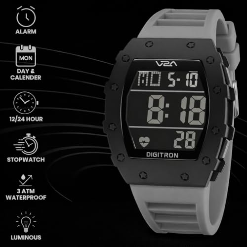 Image of V2A Digitron Tonneau 2118 Sports Watch for Men & Boys | Rugged Design | Big Dial | Alarm, Stopwatch, 12 /24H | 3 ATM Water Resistant | Luminous Display | Sports, Fitness, Outdoor & Training | Gifts for Men & Boy