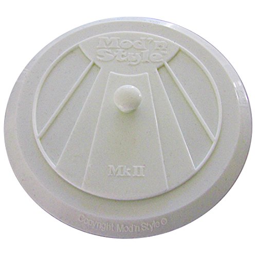 Drain Stopper Suits Drain Holes from 1½ to 3 inches in White Silicone. Great for Bathroom, Kitchen & Laundry. Features Retro Art Deco Design. (Jitterbug White)