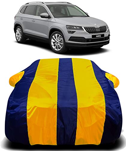 Image of Waterproof Car Cover with Ultra Surface Body Protection (Yellow Stripes) (Skoda Karoq)