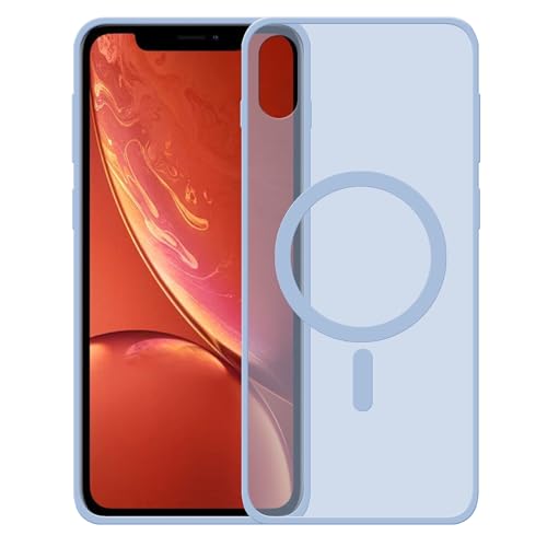 Image of amazon basics Luxury Paper Thin Back Case Cover for iPhone XR | Matte Finish | Compatible with magsafe | (Blue, iPhone XR)