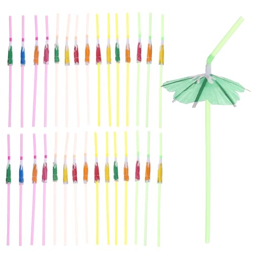 100 pitillos desechables coloridos para fiesta con sombrilla miniatura 1