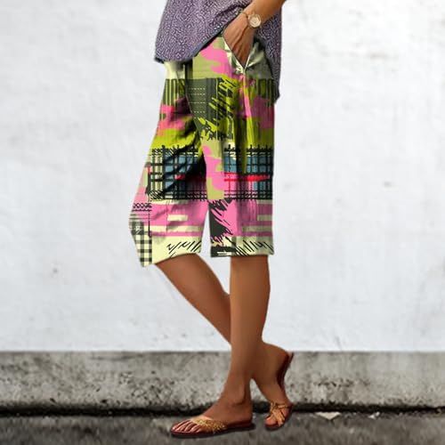 Long Shorts for Women Plus Size Hawaiian Beach Relaxed Mid Rise Pants Comfortable Retro Trendy Clothes2