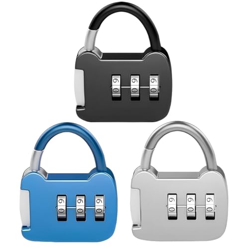 Image of NUDFSY 3 Pcs Number Lock, Small Combination Padlock 3 Digit TSA Locks For Luggage, Gym Lock Locker For Door Travel Suitcases Small Lock Case Pantries Cabinets,Multicolour