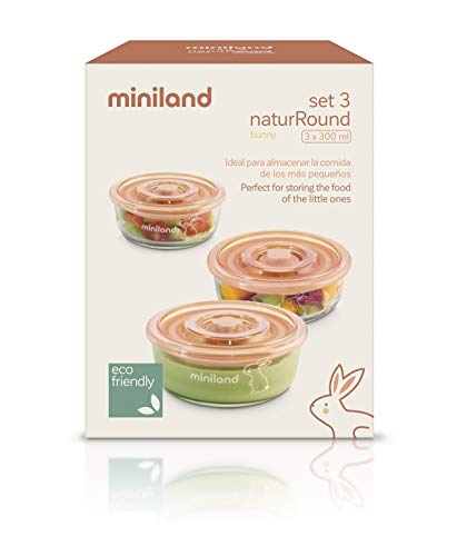 Miniland 89272 Set Di 4 Contenitori In Vetro, Salmone, 160 Ml - 4