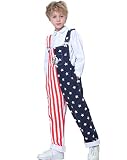 Yuanbang Boys American Overalls Adjustable Straps Usa Eagle Flag 4th Of July Romper Denim Bibs 3-14