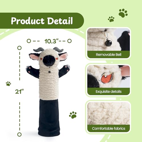 PURETOY Cat Wrestling Glove, 22 inch Cat Puppet Wrestler with 3 Catnip Pouches & 3 Layer Resistant Protection, Interactive Cat Toy with Removable Bell for Boredom Relief & Mental Stimulation, Sheep by PURETOY - Image 2
