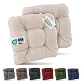 Beautissu 2er Set Premium Stuhlkissen 40x40 cm Natur – UV-beständig & Robust Sitzkissen Outdoor 8 cm dick Polster für Balkonstühle – Gartenstuhl Sitzpolster Stuhl Kissen Indoor – HighLux SK