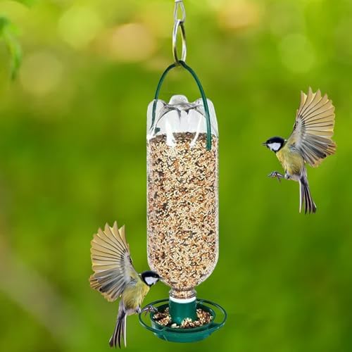 Bottle Bird Feeder for Outdoors,Turn So da Top Hanging Bottles into Eco Humming Bird Feeders for Wild Birds,Fun for Families Kids,Promotes Plastic Bottle Recycling and Re-use,Garden Decor (Green)
