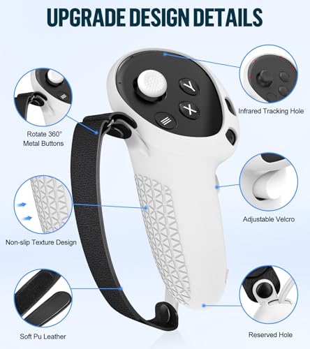 Image of Silicone Cover Set Compatible with Oculus /Meta Quest 3, VR Accessories Protective Cover Includes Controller Grips, Front Shell Headset Cover and Face Cover (White)