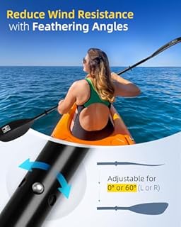OCEANBROAD Kayak Paddle 86in/218cm Alloy Shaft 2-Piece Floatable Kayak Oar for Kayaking Canoeing Boating, 1 Paddle, Black