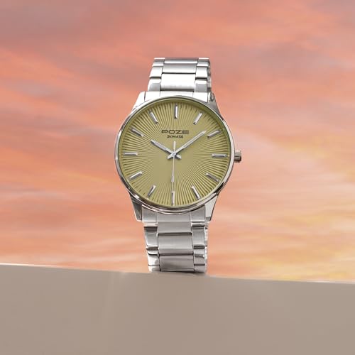 Image of Sonata Poze 8 Quartz Analog with Yellow Dial IPS Stainless Steel Strap Watch for Men - SP70053SM02W