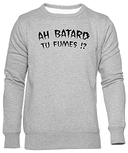 Lacrim Ah Batard Tu Fumes Pull-Over Unisexe Hommes Femmes Manche Longue Grise Chandail Unisex Men Women Grey S