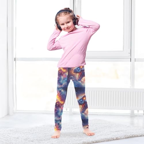 Boccsty Colorful Galax Lightning Dino Eyes Fire Dinosaur Girls Leggings Kids Yoga Pants Dance Active Tights 4T4