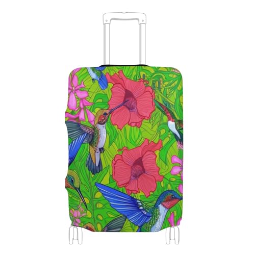 Joisal Luggage Cover for Suitcase Protector Trip Personalized Graphic Travel Luggage Sleeve for Women Colorful Birds Lush Green Pink Floral, XL, Fits 29-32 Inch Case