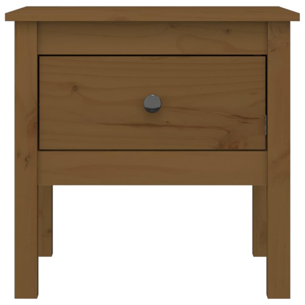 Mesa auxiliar marrón miel 50 x 50 x 49 cm, armario auxiliar de madera maciza de pino, mesa de centro rústica con cajón, mesita de noche cuadrada para salón y dormitorio