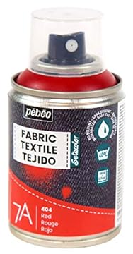 Pebeo - Fabric Paint Spray for Textiles 7A Spray - Natural and synthetic fabrics - Water-based - Solvent-free - Permanent Fabric Dye Machine-Washable,Red,100 ml (Pack of 1)