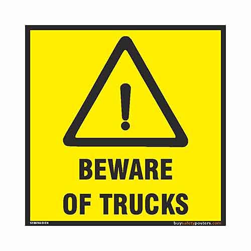Beware of Trucks Signs in English - PVC Sticker - (Square, 8 inch X 8 inch, Multicolor)-image-5