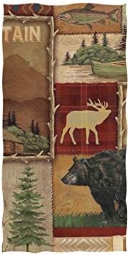 Lodge Style Northwoods Cabin 100% Microfiber Hand Bath Towel Hotel and Spa Bath Towel 15x30 Inches Luxury Soft Absorbent Multipurpose Use Gym Sports Workout Towels for Fitness,Yoga,Pool,Golf,Camping