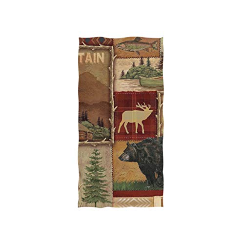 Lodge Style Northwoods Cabin 100% Microfiber Hand Bath Towel Hotel And Spa Bath Towel 15X30 Inches Luxury Soft Absorbent Multipurpose Use Gym Sports Workout Towels For Fitness,Yoga,Pool,Golf,Camping #TOP20