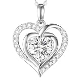 Luxury 3 Carat Moissanite Heart Pendant Necklace with Pendant Box Platinum Plated 925 Sterling Silver Gift for Anniversary Valentine's Day Girlfriend Fiance Wife Birthday Graduation for Her