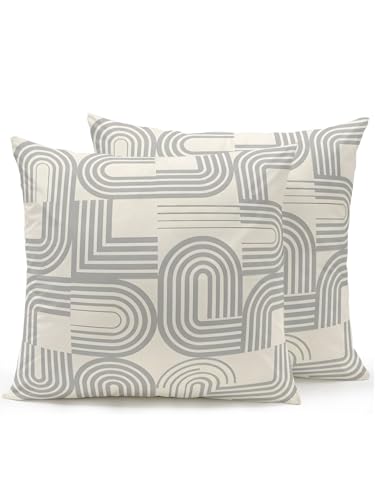 Outdoor Throw Pillow Set of 2, Boho Geometric Waterproof Pillow