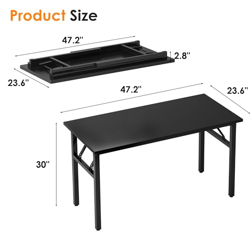 Image of Need Computer Desk Office Desk 47 inches Folding Table with BIFMA Certification Computer Table Workstation No Install Needed, Black Brown