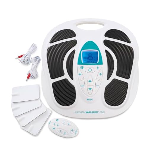 VENENWALKER Estimulador de la Circulación Sanguínea EMS | Dispositivo médico certificado + 4 almohadillas EMS | Circulación sanguínea en las piernas | Con mando a distancia | Intensidad variable