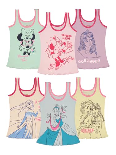Image of Kids Girls Regular fit Printed Vest Assorted 100% Cotton | Soft Comfortable | Skin Friendly | Innerwear | Pack of 6 (Color & Print May Vary)