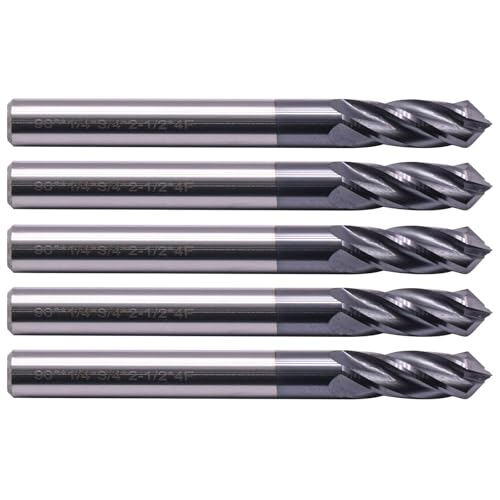 Image of 4 Flute 90 Solid Carbide Drill Mill Set(5Pc, 1 /4 inch), AlTiN Coated | 90 Included Angle, 1 /4 inch Cutting Dia, 1 /4 inch Shank, 3 /4 inch LOC, 2-1 /2 inch OAL For Milling Alloy Steel, Carbon Steel, Iron, Copper