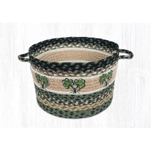 13 x 9 in. Jute Round Shamrock Printed Utility Basket