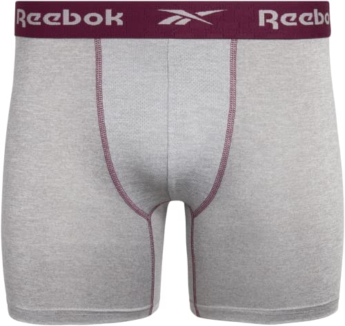 Reebok Mens Boxer Briefs - 4 Pack Moisture Wicking Stretch Performance Mens Underwear Boxers with Contour Pouch (Sizes: S-XL), Size Small, Black/Charcoal/Grey4