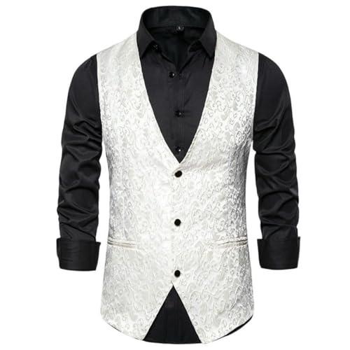 Chaleco Jacquard para Hombre con Acabado Premium en Color Blanco Talla XL