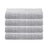 Mosobam 700 GSM Hotel Luxury Bamboo-Cotton, Bath Towel Sheets 35X70, Light Grey, Set of 4, Oversized