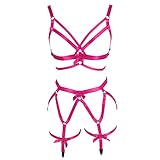 Full Body Harness Bra Women's Chest Strap Lingerie cage Set Leg Garter Belt Festival Rave Plus Size