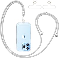 caslord Handyband Universal, Handy Lanyard mit 2 Stück Universelles Patch, Handyband mit Hülle kombinierbar, Einstellbar und Abnehmbar - Hellgrau+Transparent