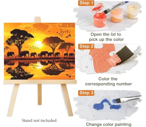 Pintar por números adultos sabana africana kit completo lienzo acrílico 50x70 cm 6