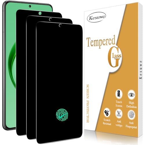Kesuwe [3 Pièces] Verre Trempé Anti-Espion pour Samsung Galaxy S22 5G, Anti-Spy Film Protection écran, Compatible Empreinte Digitale ID, Dureté 9H, Anti Rayures,...