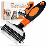 Brosse Poils & Sous-Poil Chien et Chat - Toilettage 2-en-1 Anti-Nœuds - Idéale Poils Court...